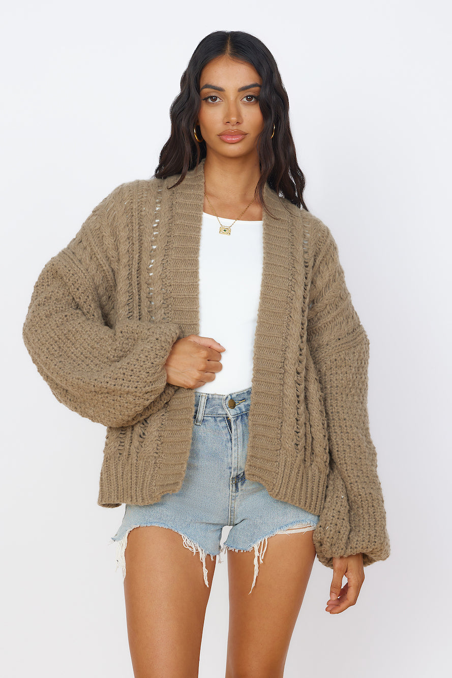 Shining Light Knit Cardigan Brown