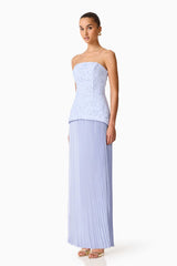 Lacy Strapless Gown in Powder Blue