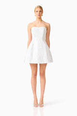 Floralie Strapless Mini Dress in Silver