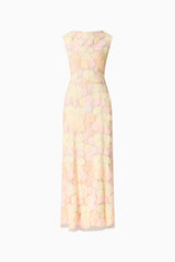 Zaria Sleeveless Gown in Yellow Floral