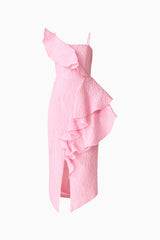 Briallen Jacquard Midi Dress in Pink
