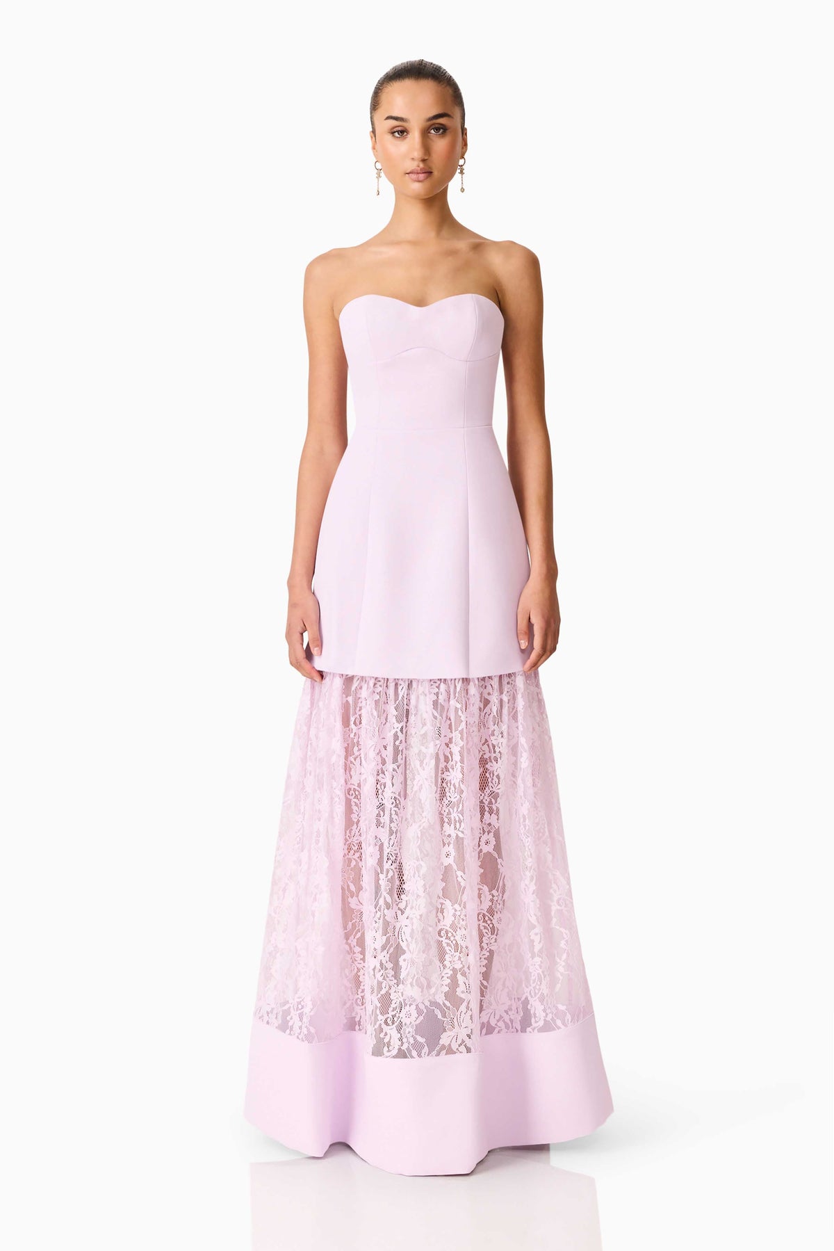 Saphine Strapless Lace Gown in Pink