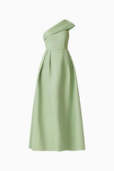 Saphine One Shoulder Gown in Sage Green