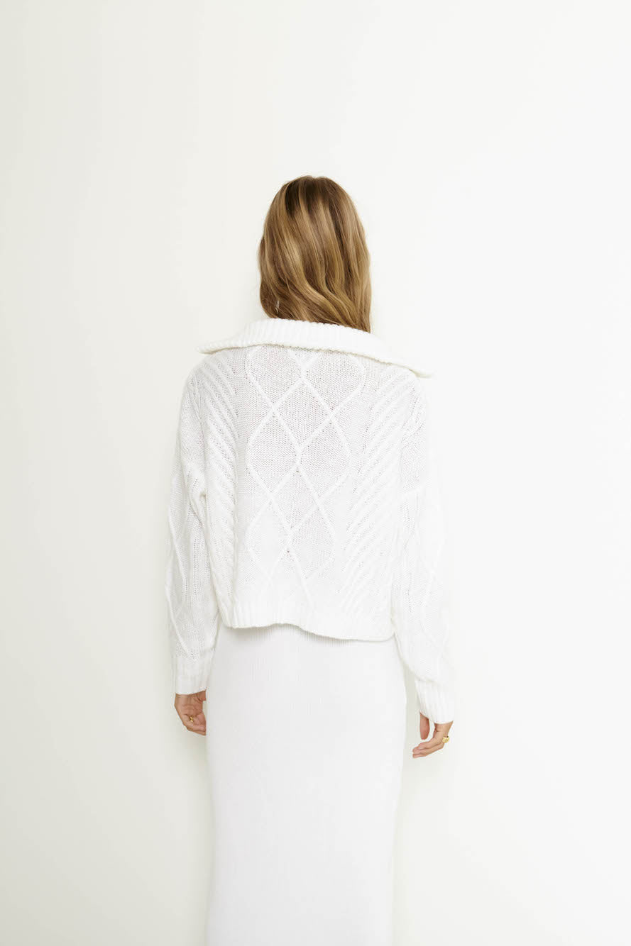 SNDYS Jax Crop Jumper White