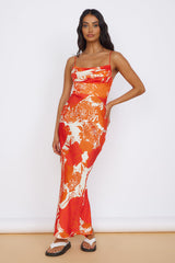 Fresh Blossom Maxi Dress Orange