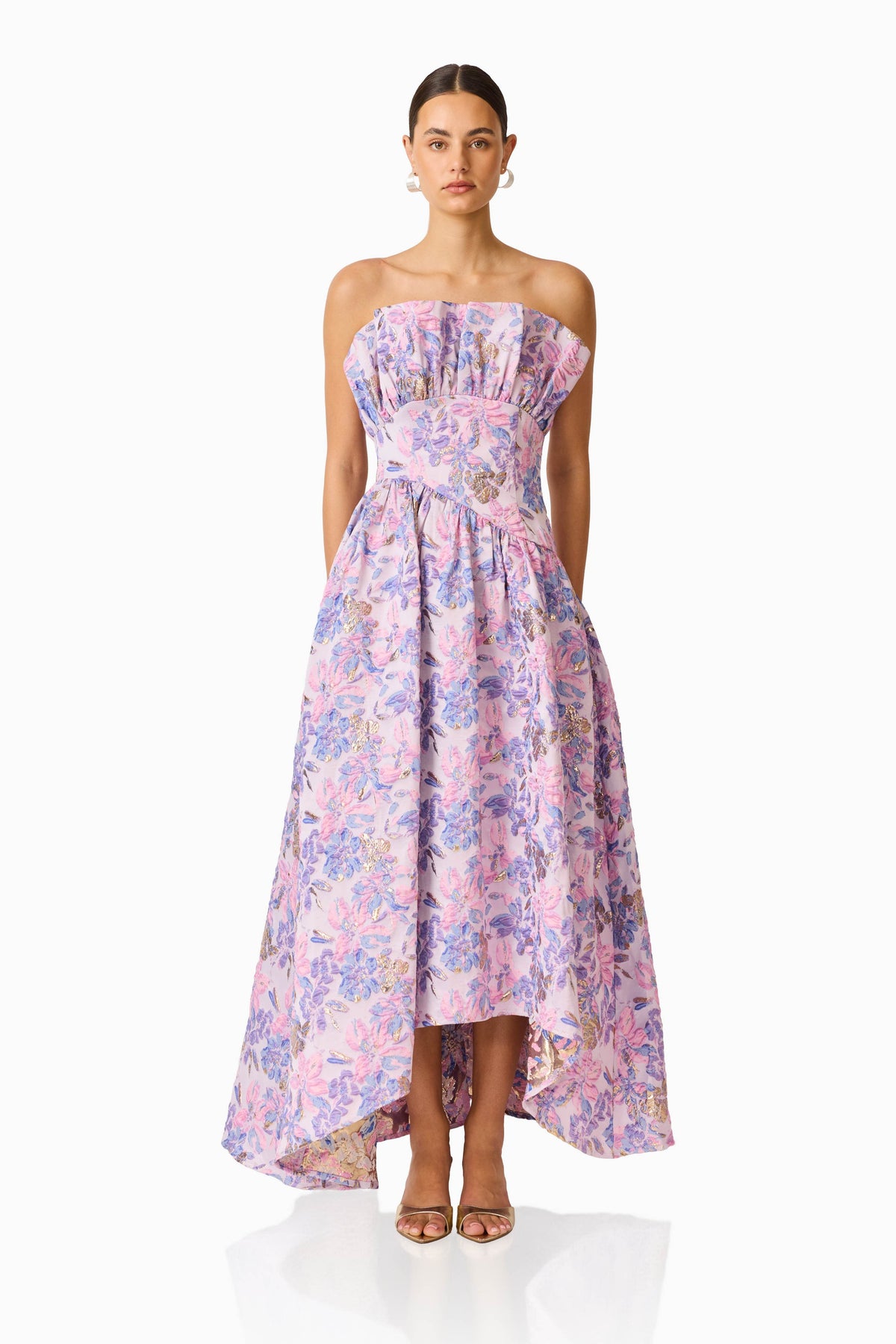 Laurel Sleeveless Maxi Dress in Pink & Purple Floral
