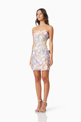 Arabella Strapless Mini Dress In Purple