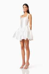 Oleander Fit And Flare Mini Dress In White