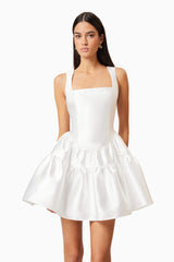 Oleander Fit And Flare Mini Dress In White
