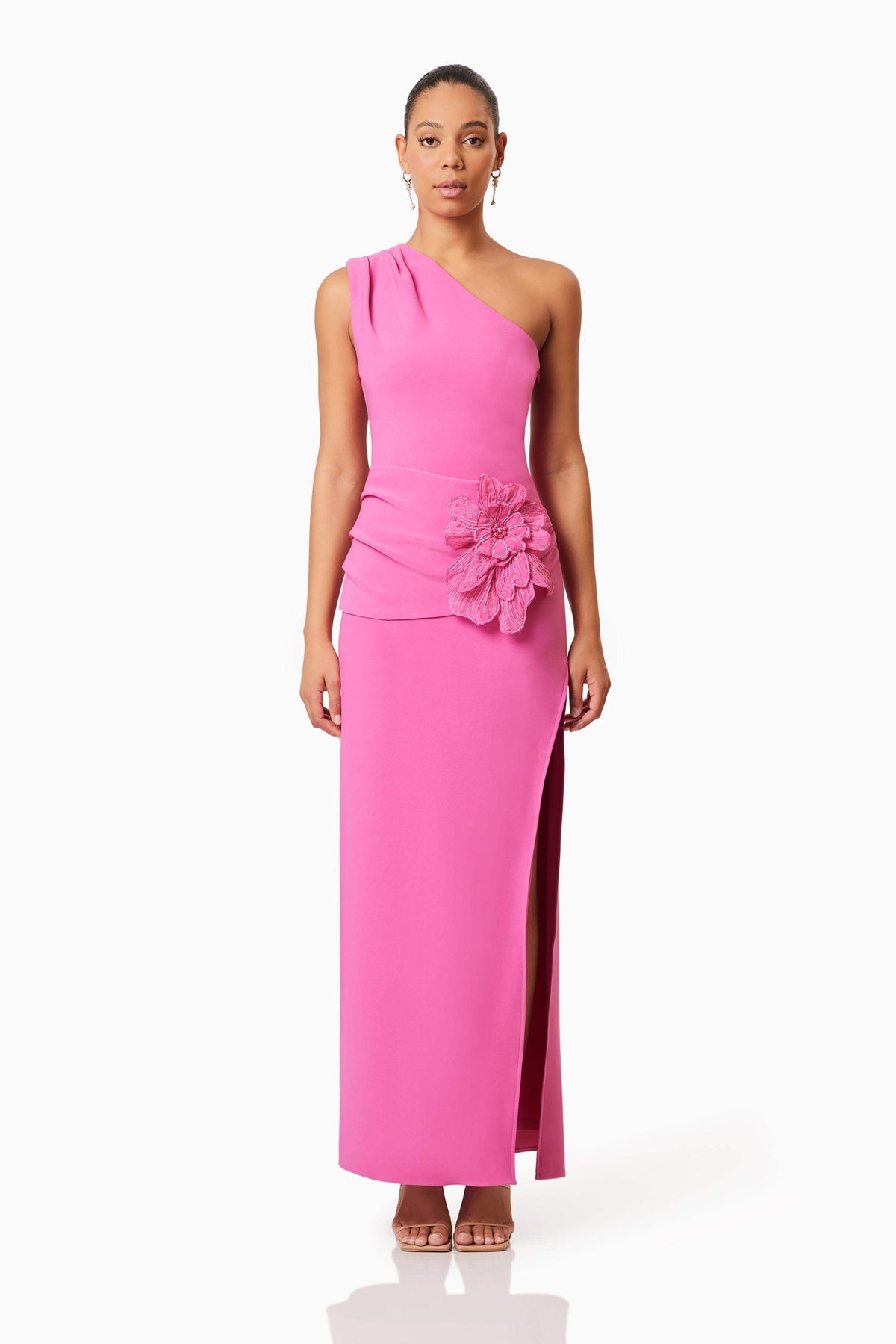 Janelle One Shoulder Gown In Pink