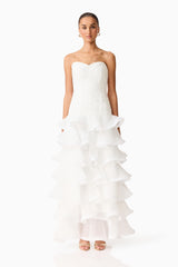 Evelin Tiered Gown in White