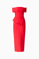 Celia Off Shoulder Gown in Red