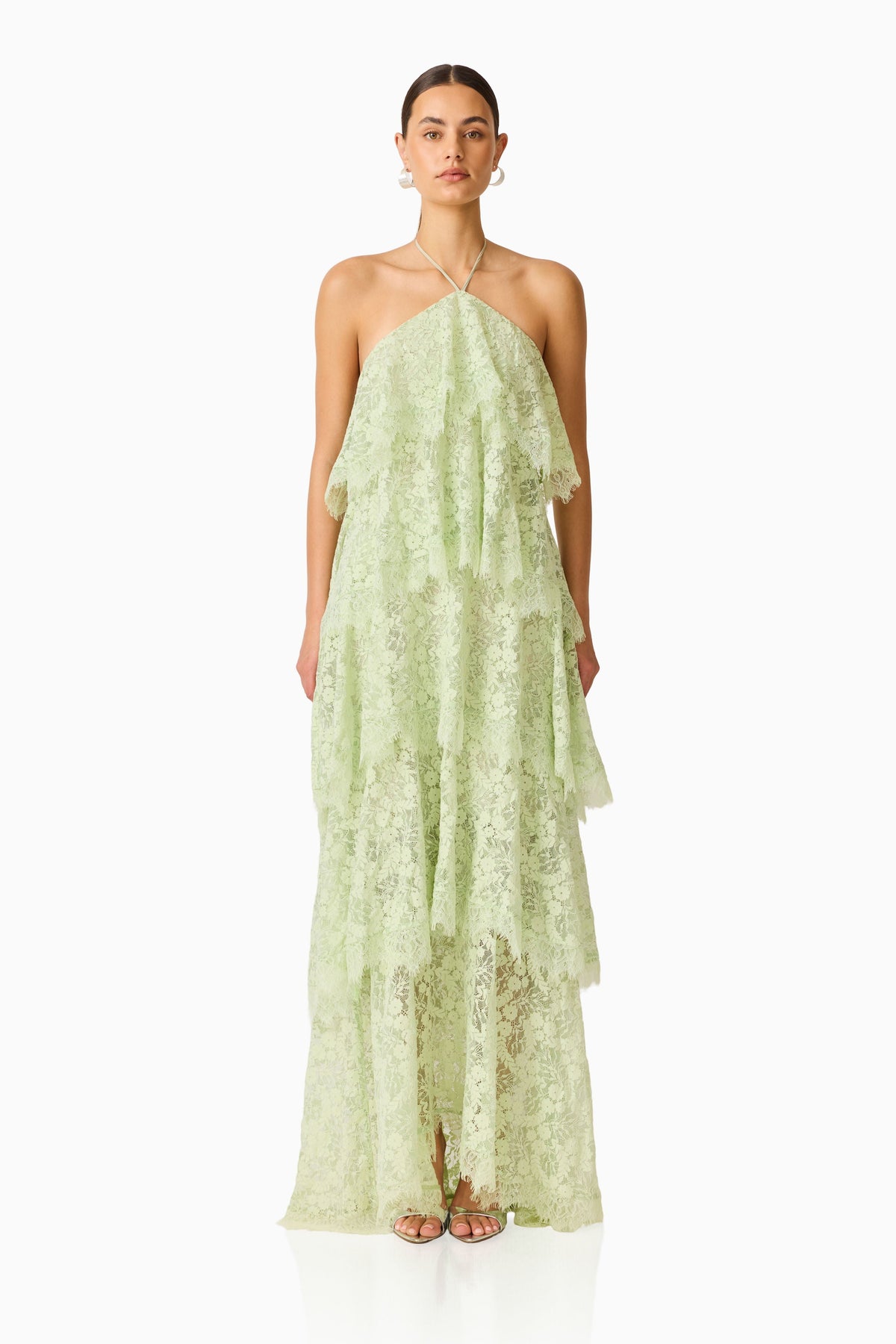 Evelin Lace Gown in Sage Green