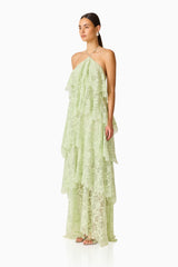 Evelin Lace Gown in Sage Green