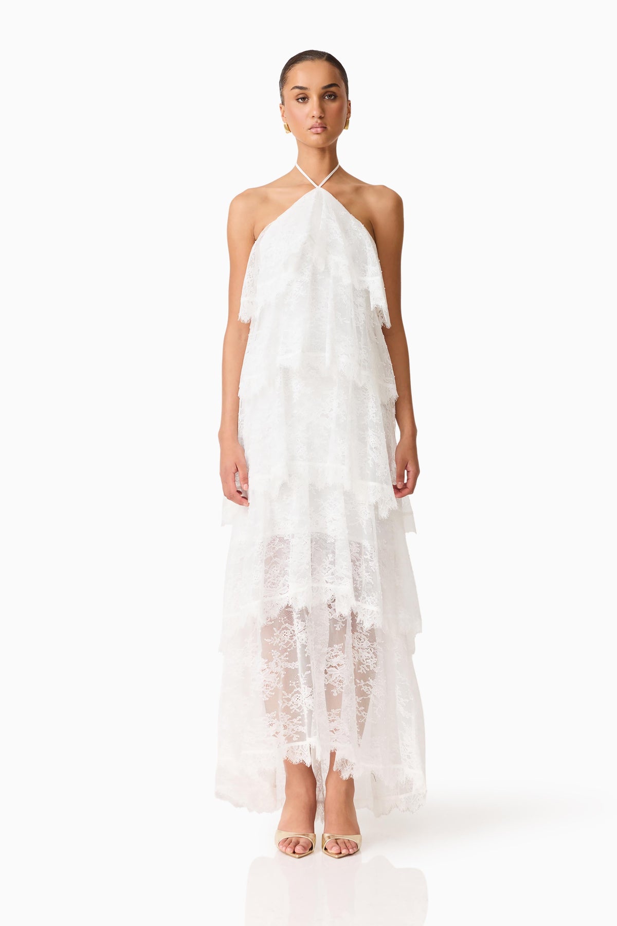 Evelin Lace Gown in White