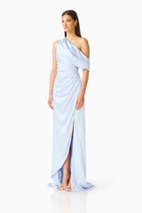 Isadora Off The Shoulder Gown in Pale Blue