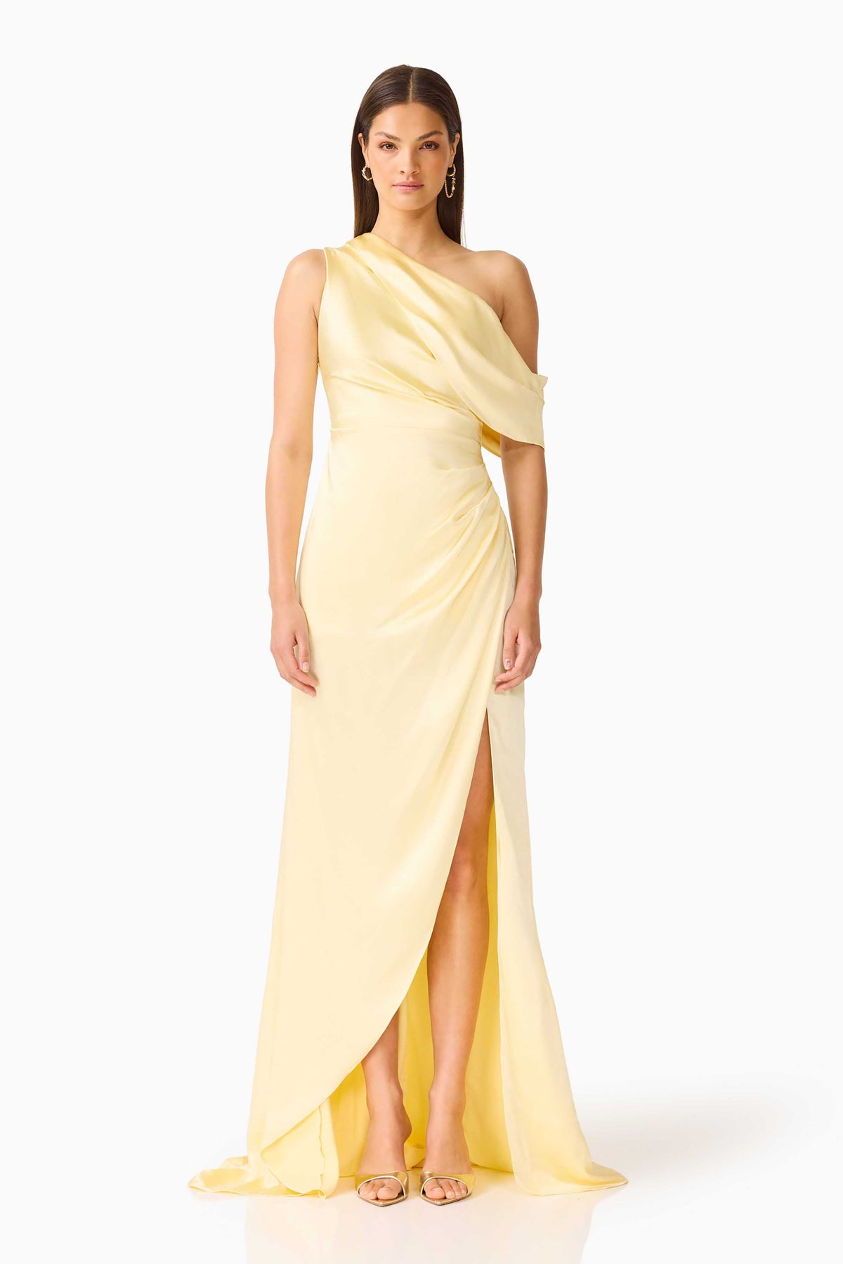 Isadora Off The Shoulder Gown in Butter Yellow