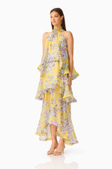 Briony Tiered Gown in Yellow Floral