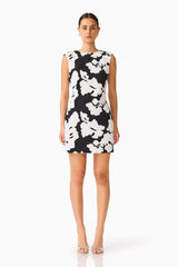 Bloomnoir Shift Mini Dress in Black & White