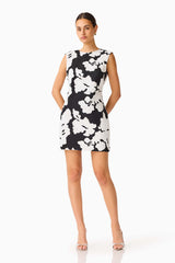 Bloomnoir Shift Mini Dress in Black & White