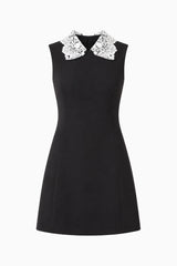 Elysia Lace Collar Mini Dress in Black