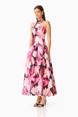 Lumiflora Halter Gown in Pink Floral