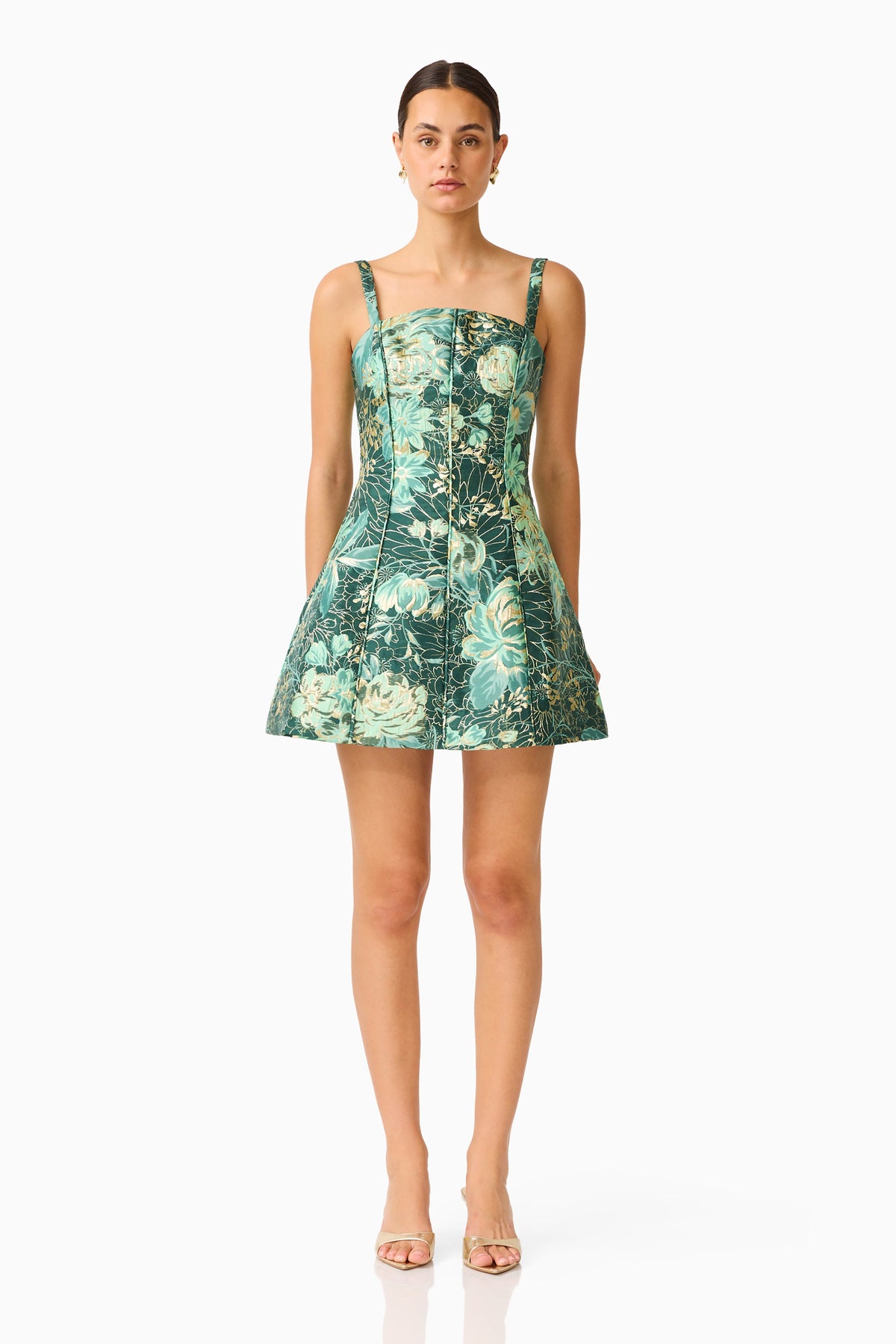 Meliora Tulip Mini Dress in Green Floral