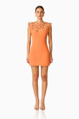Solae Floral Mini Dress in Orange