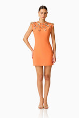 Solae Floral Mini Dress in Orange