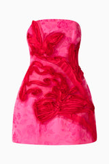 Florentia Textured Jacquard Mini Dress in Pink & Red
