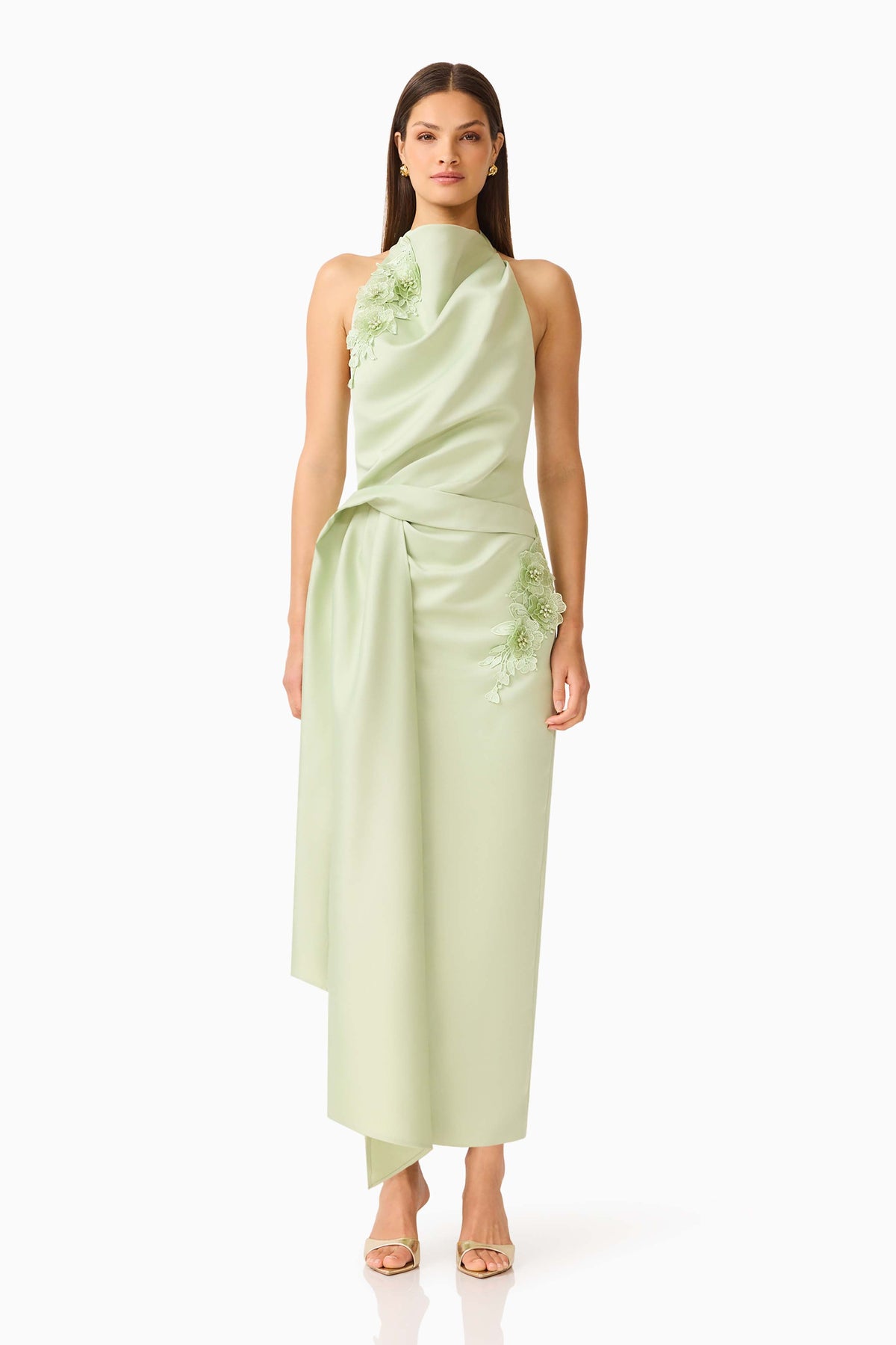 Florea Halter Gown in Pistachio Green