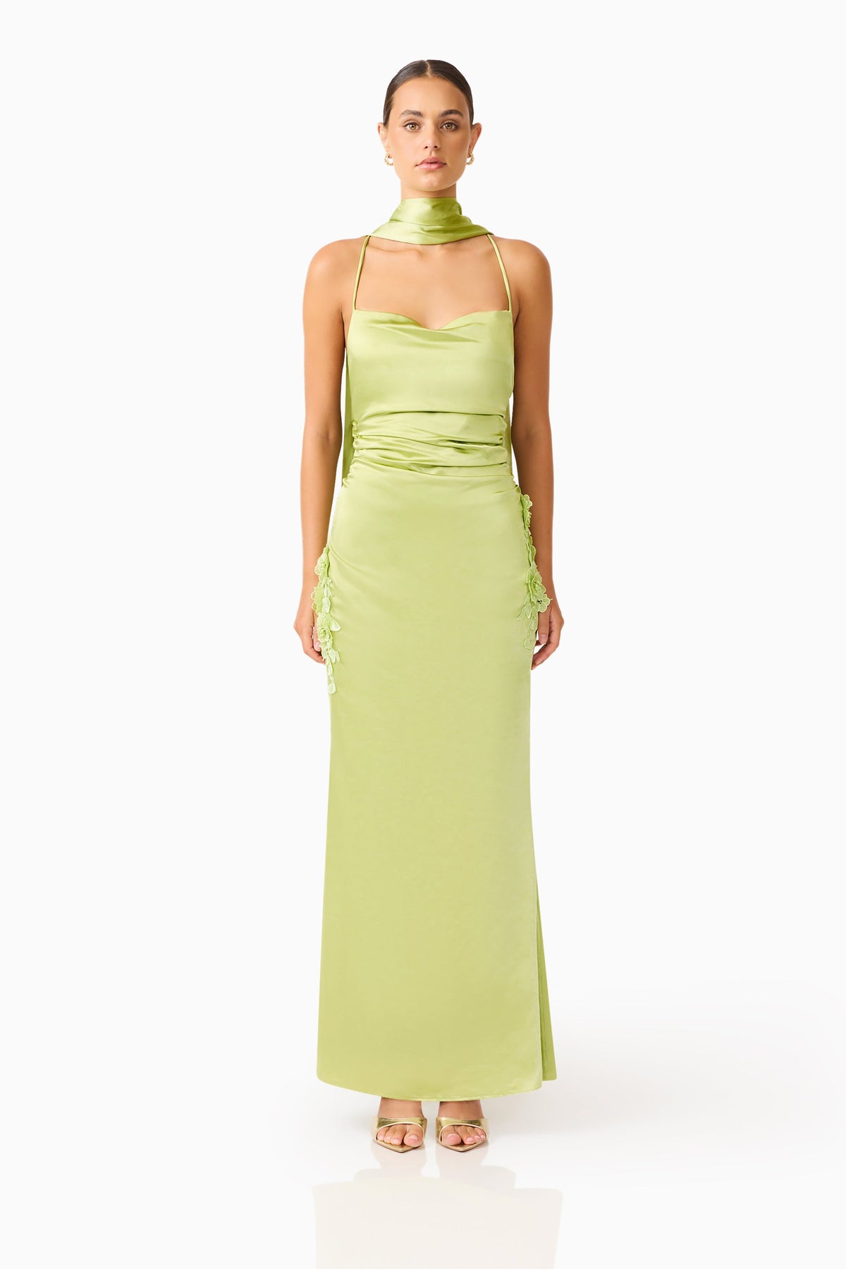 Florea Scarf Gown in Pistachio Green