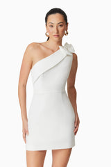 Celia Mini Asymmerical Dress in White