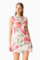 Roselle Shift Mini Dress Pink Floral