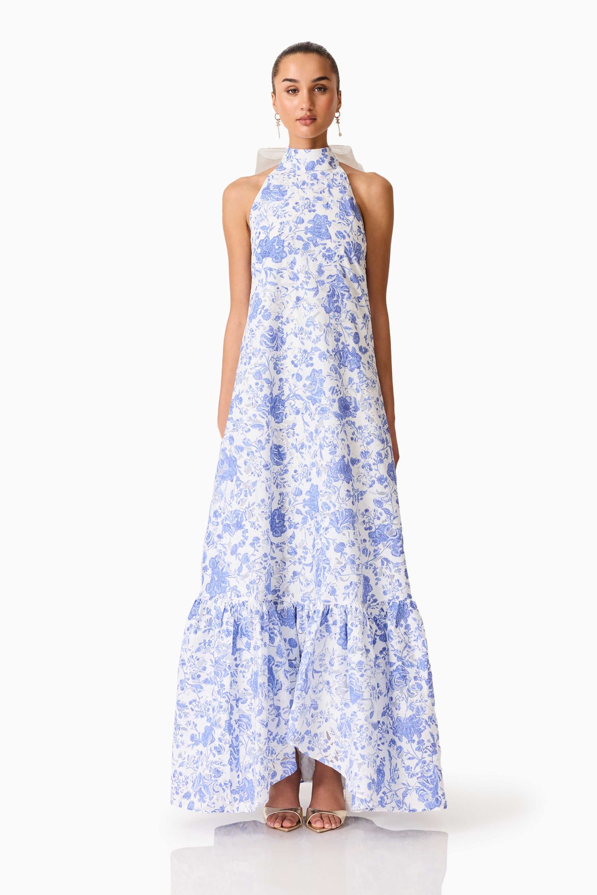 Elin Halter Gown in Blue Floral