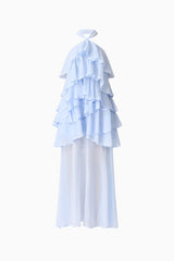 Eliane Halter Neck Maxi Dress in Blue