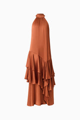 Varella Halter Gown in Chestnut Brown