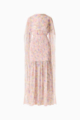 Alinda Cape Gown in Pink Floral