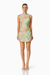 Sunbeam Mini Dress In Green Floral