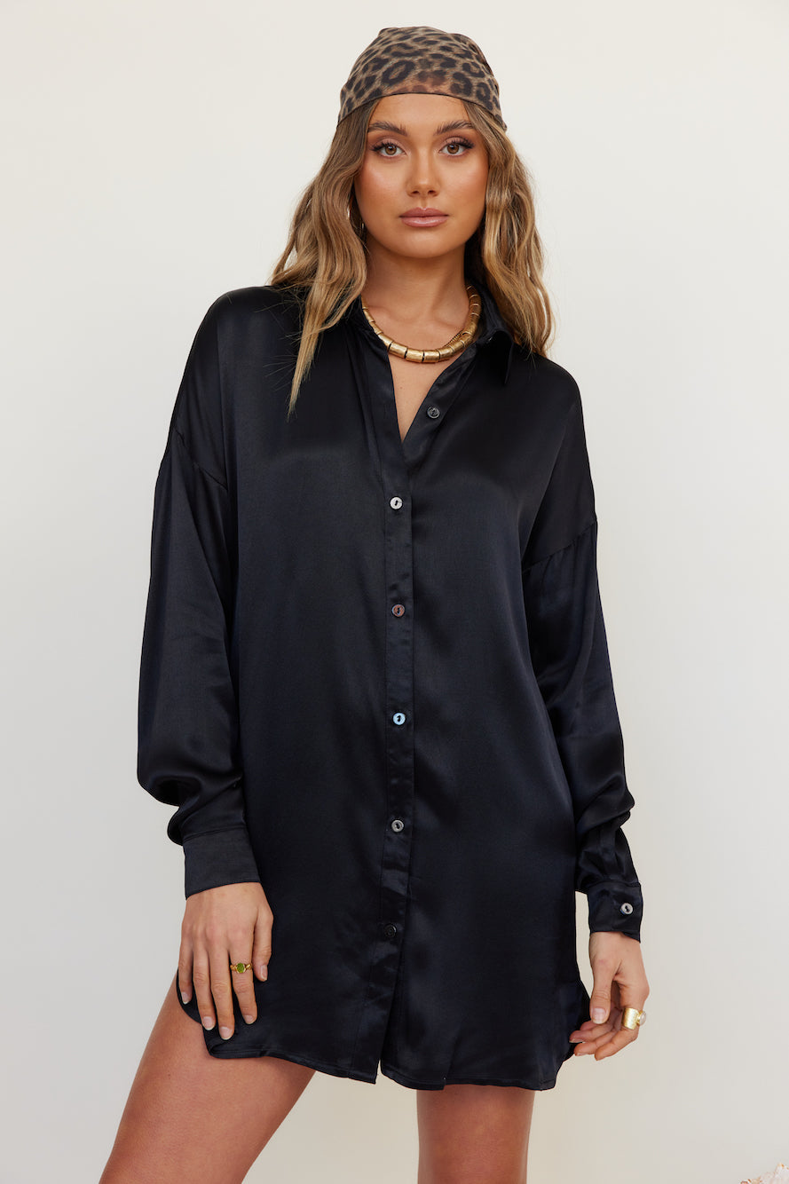 SNDYS Mystic Shirt Dress Black