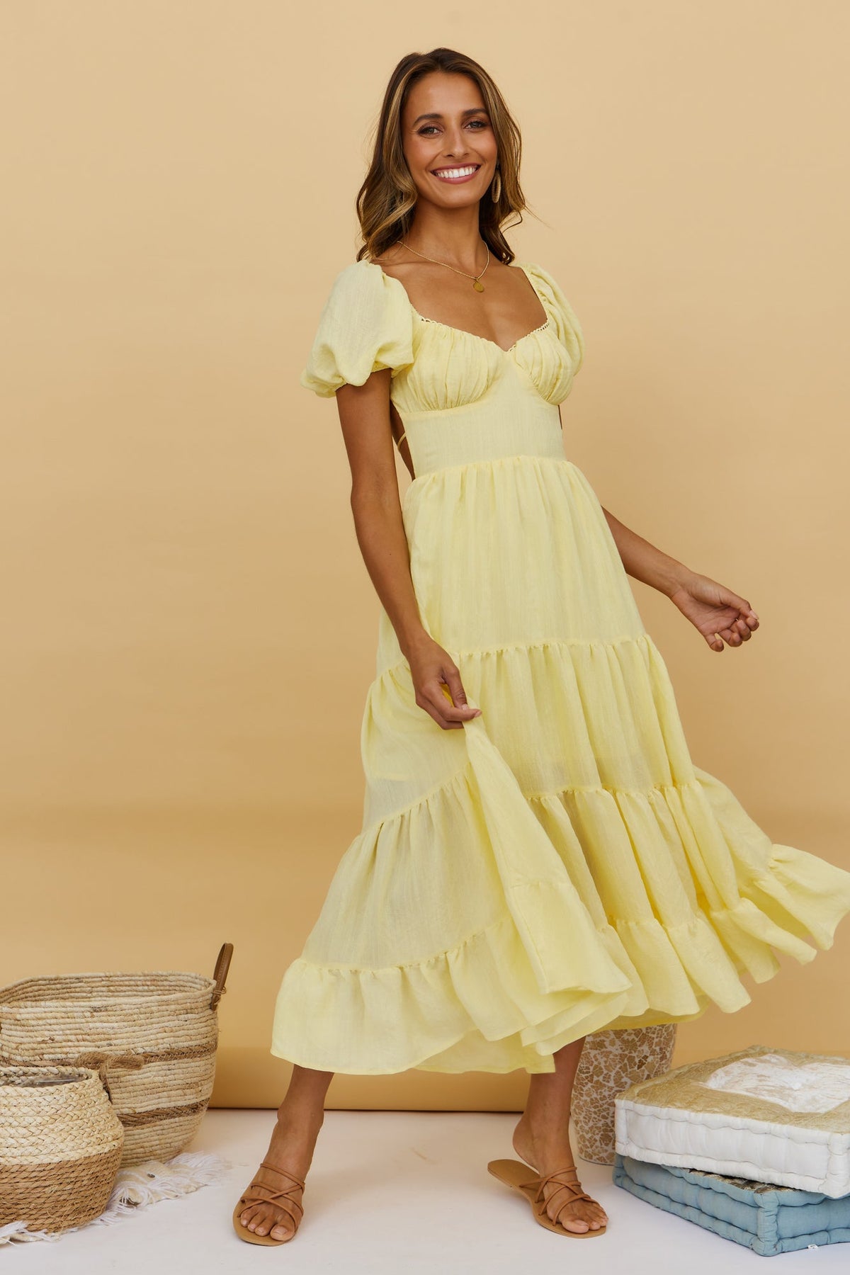 Serendipitous Moments Maxi Dress Yellow