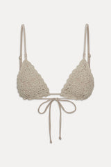 Elena Crochet Shine Bikini Top - Birthday Suit