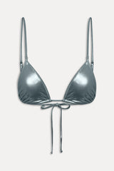X Khy Elena Micro Metallic Bikini Top - Chrome