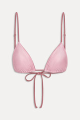 Elena Satin Micro Bikini Top - Sunset Pink