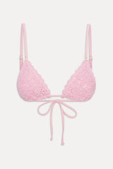 Elena Crochet Shine Bikini Top - Blush