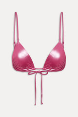 X Khy Elena Micro Metallic Bikini Top - Pink Chrome