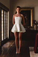 The Ellerie Dress in Champagne Cheverny Brocade