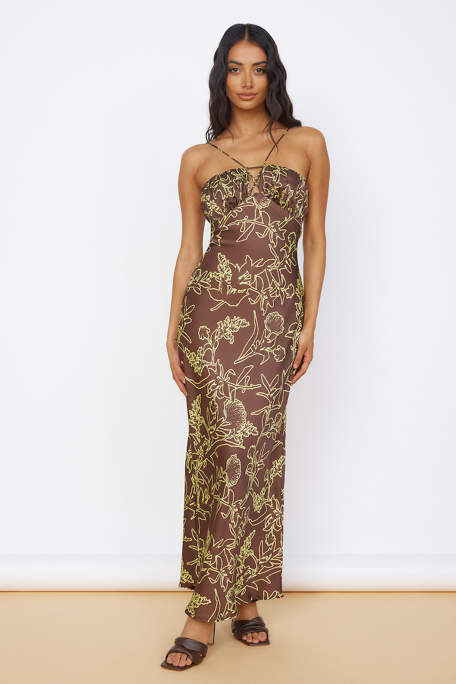 Timeless Connections Midi Dress Brown