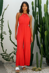 Twists And Turns Jumpsuit Red