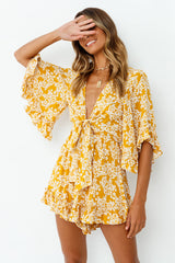 Rushing Back Playsuit Mustard